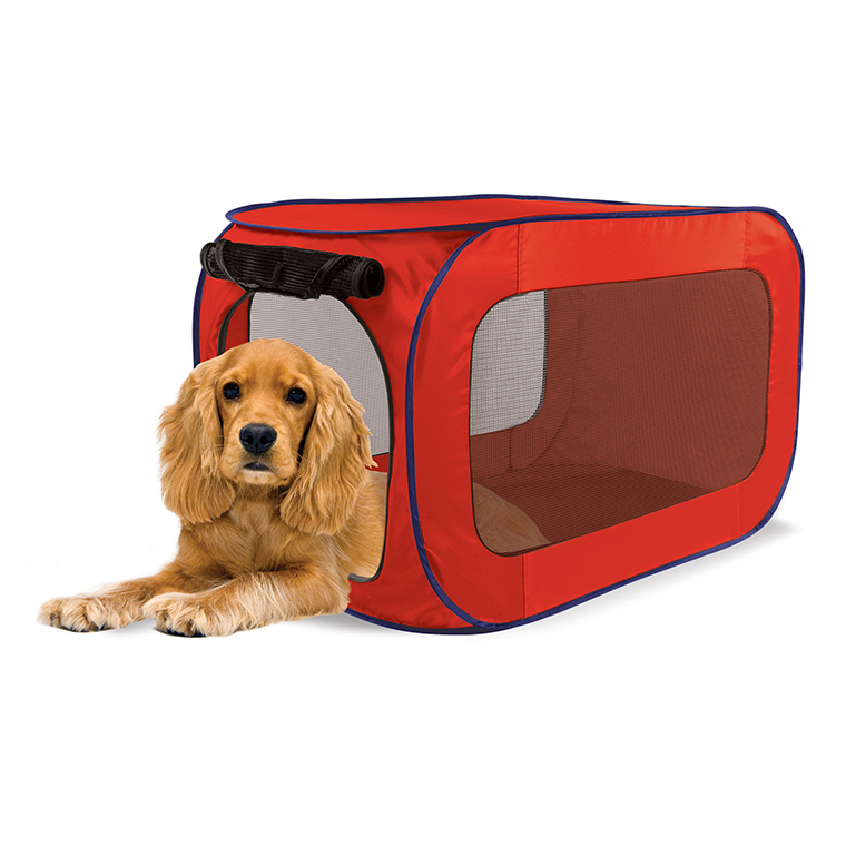 Sportpet Designs Travel Pop Up Crate Red for Dogs, Large, Red / Grey